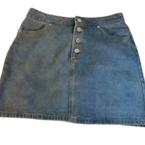 Forever 21 Button Front Jean Denim Skirt Junior Sz Small Business EUC - Picture 1 of 7